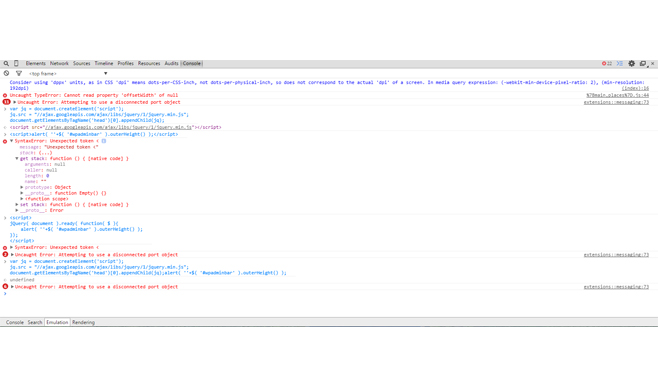 Run jQuery script to console